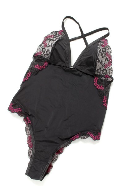 画像17: Vanessme teddy | テディ・ボディブリファー・クロッチ開閉式・ブラック×マゼンタピンク   | 高級Sexyランジェリー Obsessive (17)