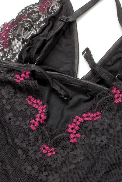 画像19: Vanessme teddy | テディ・ボディブリファー・クロッチ開閉式・ブラック×マゼンタピンク   | 高級Sexyランジェリー Obsessive (19)