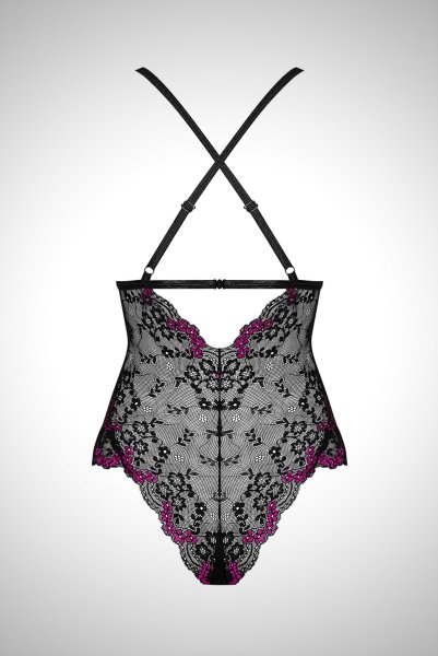 画像10: Vanessme teddy | テディ・ボディブリファー・クロッチ開閉式・ブラック×マゼンタピンク   | 高級Sexyランジェリー Obsessive (10)