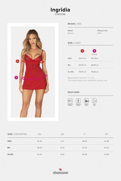 画像24: Ingridia chemise & thong |スリップドレス＆タンガ2点セット・レッド | obsessive 高級Sexyランジェリー (24)