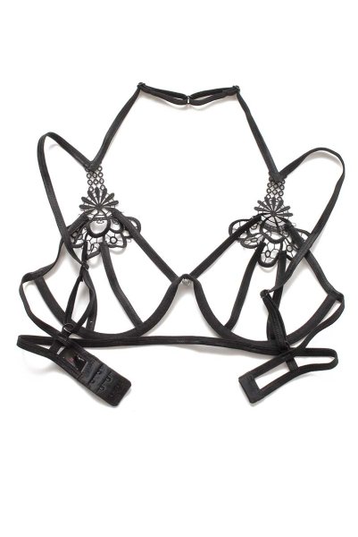 画像17: Badossa 2pcs set | オープンバストブラ＆オープンクロッチタンガ・Tバック・ブラック   | 高級Sexyランジェリー Obsessive (17)