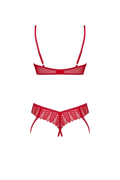 画像2: Ingridia 2 pcs crotchless set | ワイヤー入りブラ&クロッチレスソング２点セット・レッド| obsessive 高級Sexyランジェリー (2)