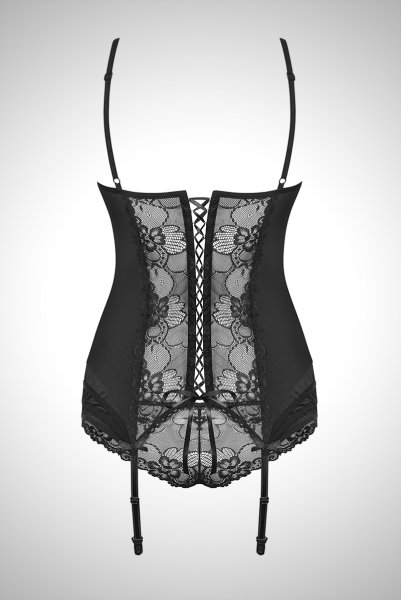 画像10: Heartina corset black | レースブラ&ガーターベルト付きスリーインワン&ブラジリアンショーツセット・黒   | 高級Sexyランジェリー Obsessive (10)