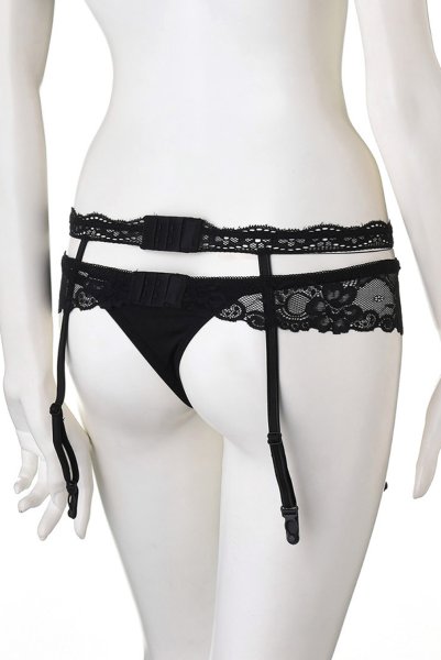 画像16: Heartina 3pcs black | 一枚レースブラ&ガーターベルト&Tバック3点セット・ノンパテッドブラ・黒   | 高級Sexyランジェリー Obsessive (16)