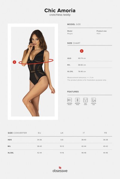 画像18: Chic Amoria crotchless teddy | テディ（ワイヤーあり・シースルー・オープンクロッチ・ブラック）  | Obsessive 高級Sexyランジェリー (18)