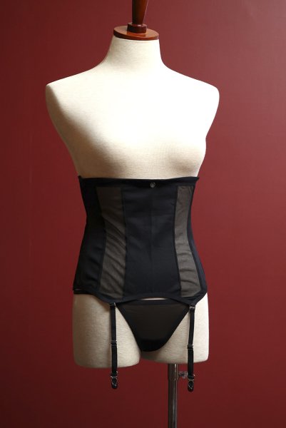 画像19: Chic Amoria corset & thong |  ガーターベルト付きコルセット＆タンガ2点セット（ワイヤーあり・シースルー・ブラック）  | Obsessive 高級Sexyランジェリー (19)