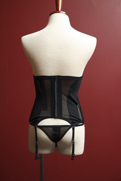 画像22: Chic Amoria corset & thong |  ガーターベルト付きコルセット＆タンガ2点セット（ワイヤーあり・シースルー・ブラック）  | Obsessive 高級Sexyランジェリー (22)
