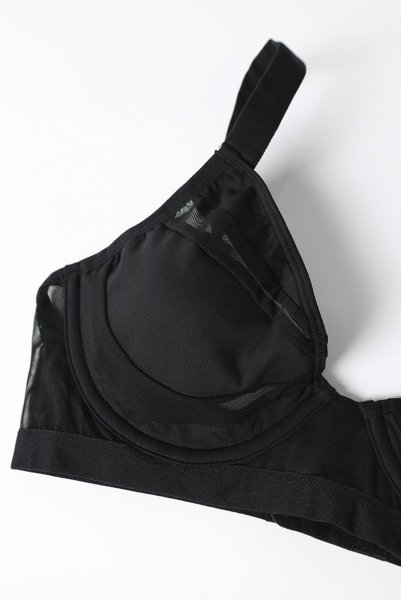 画像13: Chic Amoria 2-pcs set | ブラ&ショーツ 2点セット（ワイヤーあり・シースルー・ブラック）| Obsessive 高級Sexyランジェリー (13)