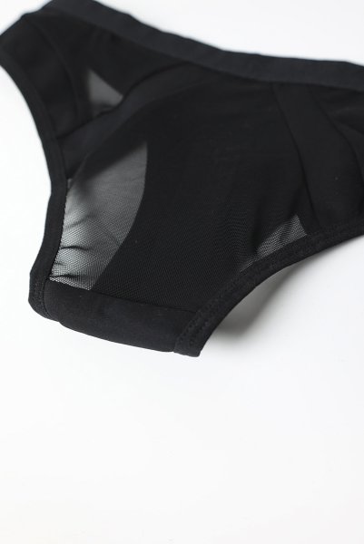 画像21: Chic Amoria 2-pcs set | ブラ&ショーツ 2点セット（ワイヤーあり・シースルー・ブラック）| Obsessive 高級Sexyランジェリー (21)