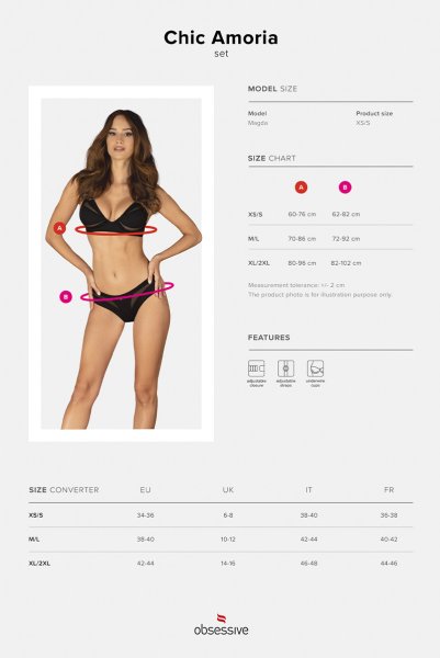 画像23: Chic Amoria 2-pcs set | ブラ&ショーツ 2点セット（ワイヤーあり・シースルー・ブラック）| Obsessive 高級Sexyランジェリー (23)