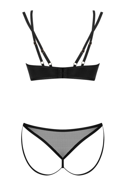 画像2: Nesari 2 pcs set | ブラ&タンガ 2点セット（ワイヤーなし・シースルー・ブラック）| Obsessive 高級Sexyランジェリー (2)