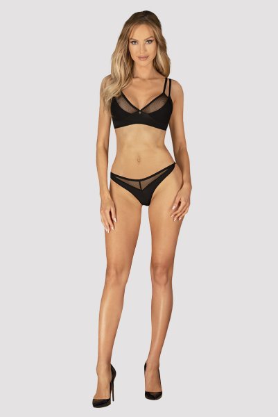 画像5: Nesari 2 pcs set | ブラ&タンガ 2点セット（ワイヤーなし・シースルー・ブラック）| Obsessive 高級Sexyランジェリー (5)