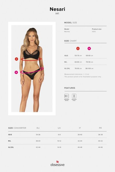 画像25: Nesari 2 pcs set | ブラ&タンガ 2点セット（ワイヤーなし・シースルー・ブラック）| Obsessive 高級Sexyランジェリー (25)