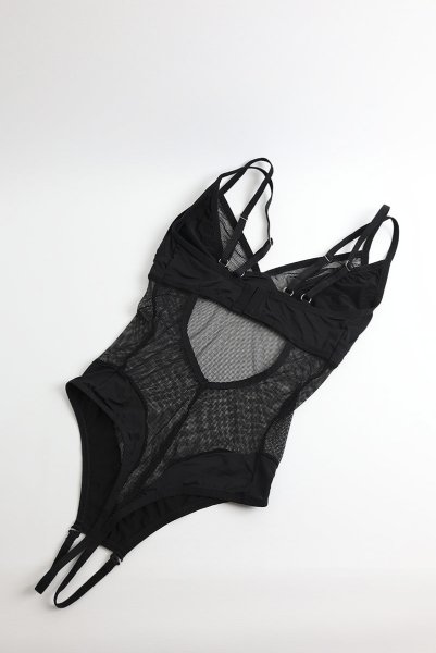 画像12: Nesari crl teddy | クロッチレステディ（ワイヤーなし・オープンクロッチ・シースルー・ブラック）  | Obsessive 高級Sexyランジェリー (12)