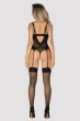 画像6: Nesari corset |  ガーターベルト付きコルセット＆タンガ2点セット（ワイヤーあり・シースルー・ダブルストラップ・ブラック）  | Obsessive 高級Sexyランジェリー   (6)