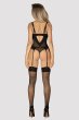 画像6: Nesari corset |  ガーターベルト付きコルセット＆タンガ2点セット（ワイヤーあり・シースルー・ダブルストラップ・ブラック）  | Obsessive 高級Sexyランジェリー (6)