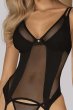 画像7: Nesari corset |  ガーターベルト付きコルセット＆タンガ2点セット（ワイヤーあり・シースルー・ダブルストラップ・ブラック）  | Obsessive 高級Sexyランジェリー (7)
