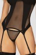 画像9: Nesari corset |  ガーターベルト付きコルセット＆タンガ2点セット（ワイヤーあり・シースルー・ダブルストラップ・ブラック）  | Obsessive 高級Sexyランジェリー (9)