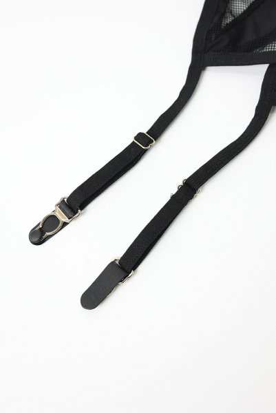 画像18: Nesari corset |  ガーターベルト付きコルセット&タンガ2点セット(ワイヤーあり・シースルー・ダブルストラップ・ブラック)  | Obsessive 高級Sexyランジェリー (18)