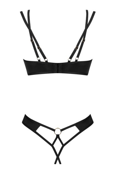 画像2: Nesari 2 pcs crl set | ブラ&クロッチレスタンガ 2点セット(ワイヤーなし・オープンクロッチ・シースルー・ブラック)| Obsessive 高級Sexyランジェリー (2)