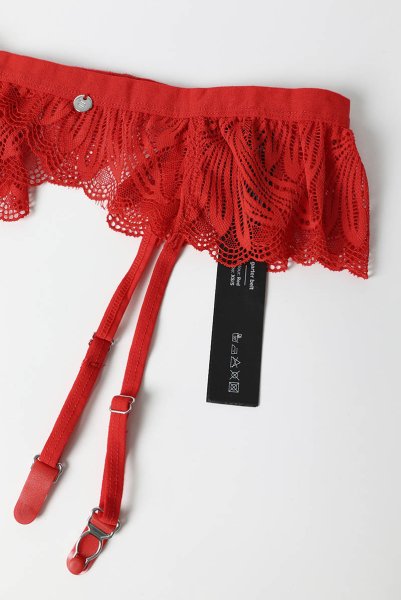 画像21: Chilisa 3-pcs set｜ブラ＆ガーターベルト＆タンガ3点セット（ワイヤーなし・レース・シースルー・レッド） | Obsessive 高級Sexyランジェリー (21)