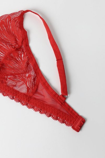 画像15: Chilisa 3-pcs set｜ブラ＆ガーターベルト＆タンガ3点セット（ワイヤーなし・レース・シースルー・レッド） | Obsessive 高級Sexyランジェリー (15)