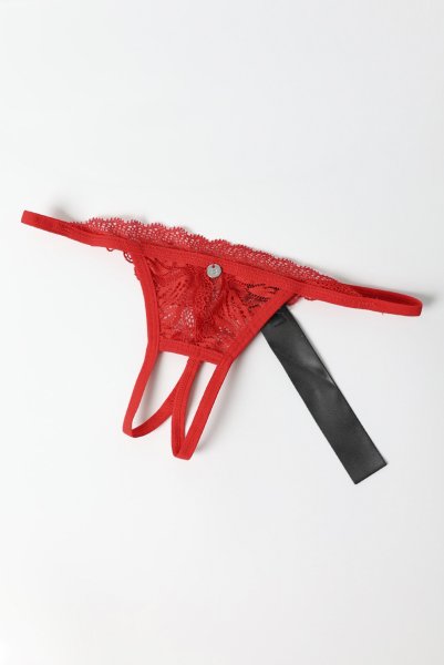画像9: Chilisa crotchless thong | クロッチレスタンガ（オープンクロッチ・レース・シースルー・レッド）| Obsessive 高級Sexyランジェリー (9)