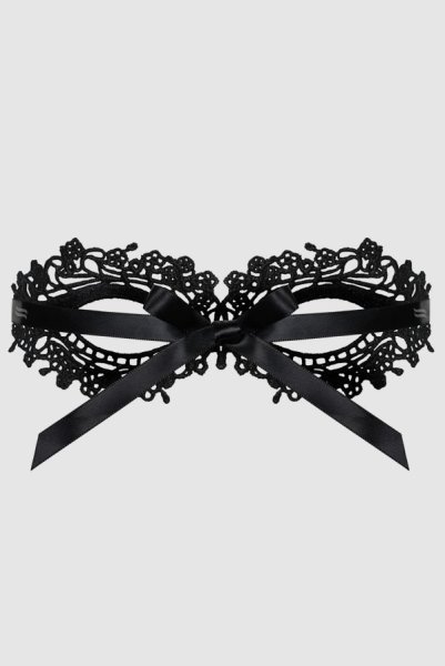 画像5: A710 mask | サテンリボンで結ぶレース素材のベネチアンマスク・黒   | 高級Sexyランジェリー Obsessive (5)