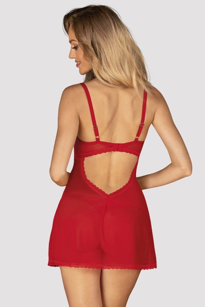 画像4: Chilisa babydoll & thong｜ベビードール＆タンガ（ワイヤーなし・レース・シースルー・レッド）| Obsessive 高級Sexyランジェリー (4)
