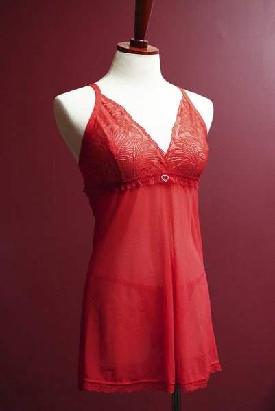 画像11: Chilisa babydoll & thong｜ベビードール＆タンガ（ワイヤーなし・レース・シースルー・レッド）| Obsessive 高級Sexyランジェリー (11)