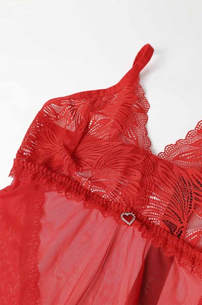 画像21: Chilisa babydoll & thong｜ベビードール＆タンガ（ワイヤーなし・レース・シースルー・レッド）| Obsessive 高級Sexyランジェリー (21)