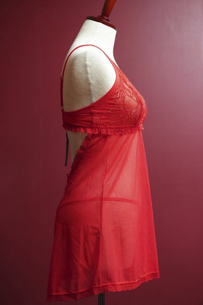 画像13: Chilisa babydoll & thong｜ベビードール＆タンガ（ワイヤーなし・レース・シースルー・レッド）| Obsessive 高級Sexyランジェリー (13)