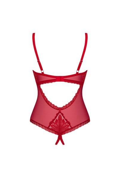 画像2: Chilisa crotchless teddy | クロッチレステディ（ワイヤーなし・オープンクロッチ・レース・シースルー・レッド）  | Obsessive 高級Sexyランジェリー (2)