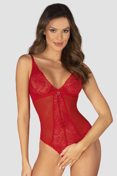 画像3: Chilisa crotchless teddy | クロッチレステディ（ワイヤーなし・オープンクロッチ・レース・シースルー・レッド）  | Obsessive 高級Sexyランジェリー (3)