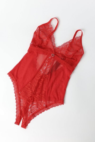 画像11: Chilisa crotchless teddy | クロッチレステディ（ワイヤーなし・オープンクロッチ・レース・シースルー・レッド）  | Obsessive 高級Sexyランジェリー (11)