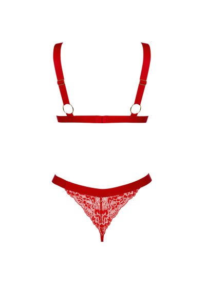 画像2: Elianes 2 pcs set | ブラ&タンガ 2点セット・ノンパテッドブラ・ノンワイヤー・Tバック・レッド| obsessive 高級Sexyランジェリー (2)