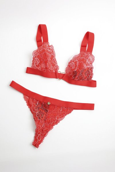 画像16: Elianes 2 pcs set | ブラ&タンガ 2点セット・ノンパテッドブラ・ノンワイヤー・Tバック・レッド| obsessive 高級Sexyランジェリー (16)
