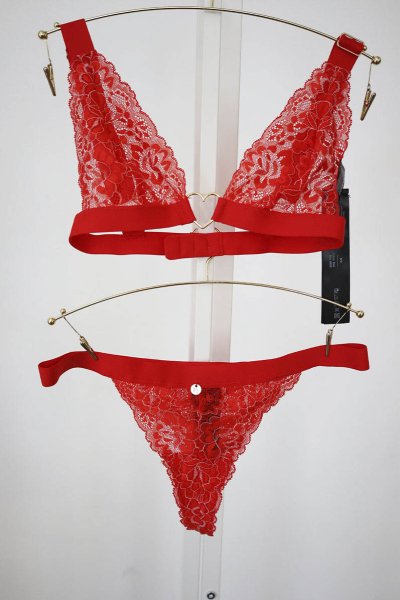 画像27: Elianes 2 pcs set | ブラ&タンガ 2点セット・ノンパテッドブラ・ノンワイヤー・Tバック・レッド| obsessive 高級Sexyランジェリー (27)