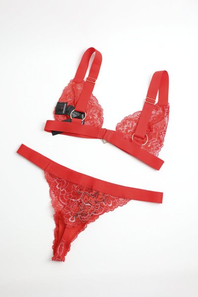 画像17: Elianes 2 pcs set | ブラ&タンガ 2点セット・ノンパテッドブラ・ノンワイヤー・Tバック・レッド| obsessive 高級Sexyランジェリー (17)