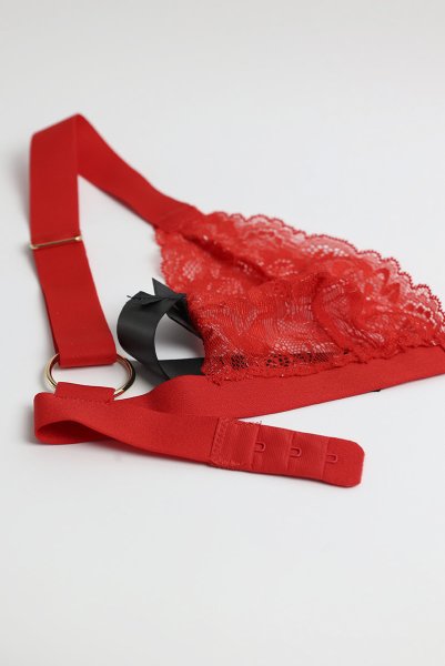 画像22: Elianes 2 pcs set | ブラ&タンガ 2点セット・ノンパテッドブラ・ノンワイヤー・Tバック・レッド| obsessive 高級Sexyランジェリー (22)