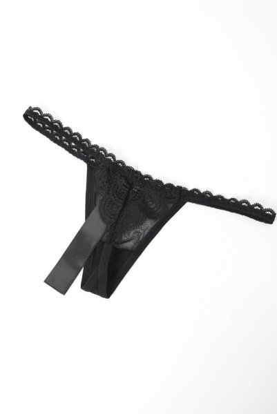 画像26: Chemeris 3 pcs set｜ワイヤー入りブラ＆ガーターベルト＆タンガ3点セット（幾何学模様・シースルー・ブラック） | Obsessive 高級Sexyランジェリー (26)