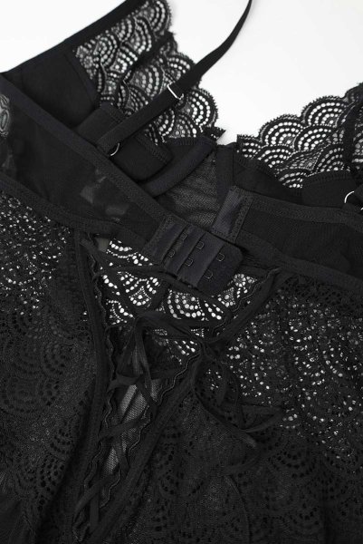 画像21: Chemeris babydoll|ワイヤー入りベビードール&タンガ(幾何学模様・シースルー・ブラック)| Obsessive 高級Sexyランジェリー (21)