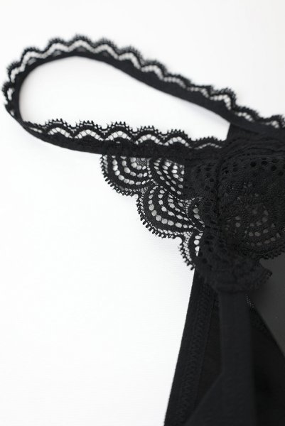 画像25: Chemeris babydoll|ワイヤー入りベビードール&タンガ(幾何学模様・シースルー・ブラック)| Obsessive 高級Sexyランジェリー (25)