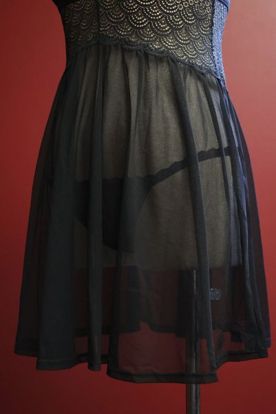 画像16: Chemeris babydoll|ワイヤー入りベビードール&タンガ(幾何学模様・シースルー・ブラック)| Obsessive 高級Sexyランジェリー (16)