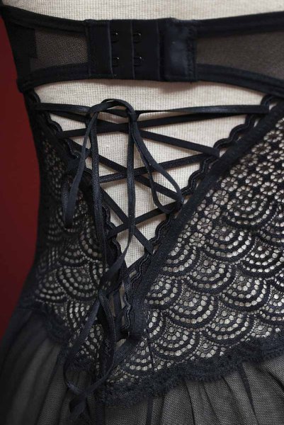 画像17: Chemeris babydoll|ワイヤー入りベビードール&タンガ(幾何学模様・シースルー・ブラック)| Obsessive 高級Sexyランジェリー (17)