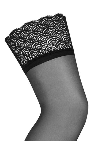 画像3: Chemeris stockings |ガーターストッキング （幾何学模様・肌側シリコンなし・ブラック）| Obsessive 高級Sexyランジェリー (3)