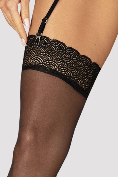 画像6: Chemeris stockings |ガーターストッキング （幾何学模様・肌側シリコンなし・ブラック）| Obsessive 高級Sexyランジェリー (6)