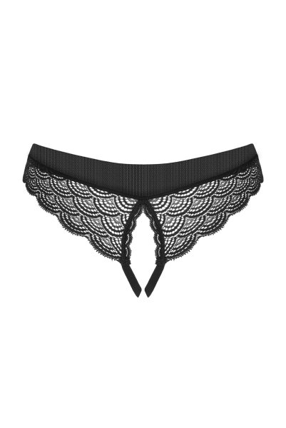 画像2: Chemeris crotchless panties | クロッチレスタンガ（オープンクロッチ・幾何学模様・シースルー・ブラック）| Obsessive 高級Sexyランジェリー (2)