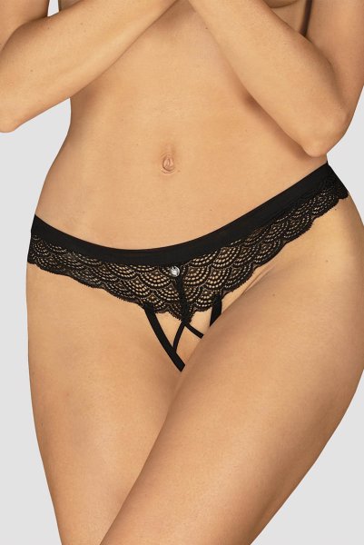 画像3: Chemeris crotchless panties | クロッチレスタンガ（オープンクロッチ・幾何学模様・シースルー・ブラック）| Obsessive 高級Sexyランジェリー (3)