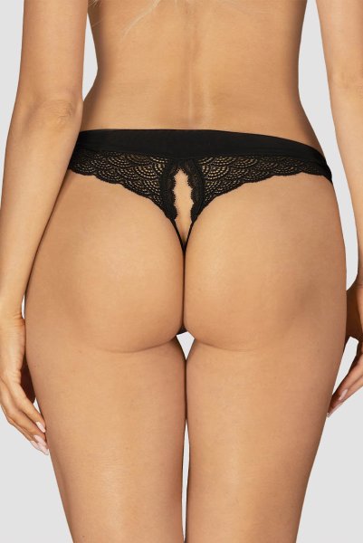 画像4: Chemeris crotchless panties | クロッチレスタンガ（オープンクロッチ・幾何学模様・シースルー・ブラック）| Obsessive 高級Sexyランジェリー (4)